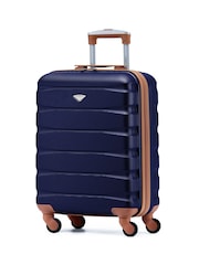 Azul Marino/Tostado - Maleta de mano rígida de 55x40x20 cm con 4 ruedas y carcasa de ABS compatible con los requisitos de Ryanair Priority de Flight Knight - Imagen 1 de 7