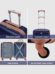 Azul Marino/Tostado - Maleta de mano rígida de 55x40x20 cm con 4 ruedas y carcasa de ABS compatible con los requisitos de Ryanair Priority de Flight Knight - Imagen 7 de 7