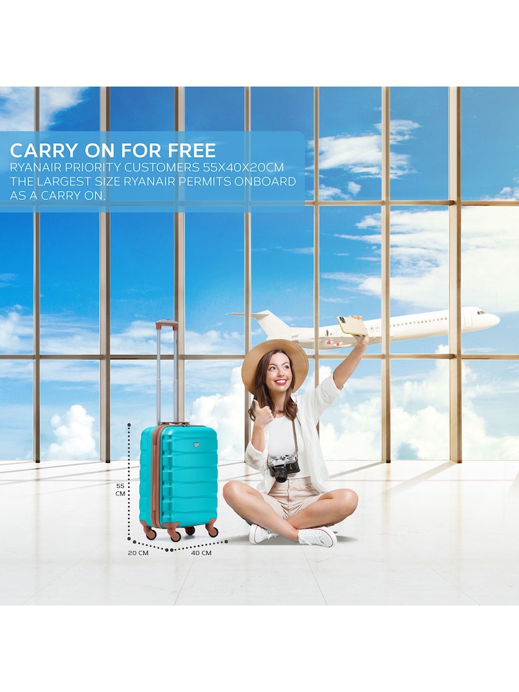 Aqua/Rumenorjava - Flight Knight 55x40x20cm Ryanair Priority 4 Wheel ABS Hard Case Cabin Carry On Hand potovalne torbe in kovčki - Slika 2 iz 7 Aqua/Rumenorjava - Flight Knight 55x40x20cm Ryanair Priority 4 Wheel ABS Hard Case Cabin Carry On Hand potovalne torbe in kovčki - Slika 2 iz 7