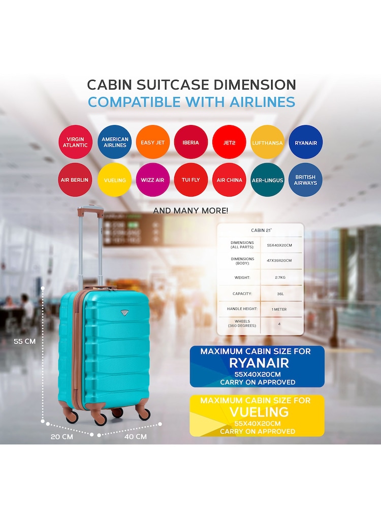 Flight Knight 55x40x20cm Ryanair Priority 4 Wheel ABS Hard Case Cabin Carry On Hand Luggage - Image 3 of 7