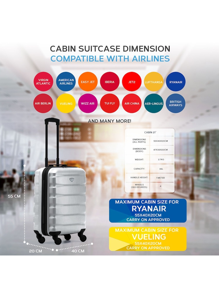 Flight Knight 55x40x20cm Ryanair Priority 4 Wheel ABS Hard Case Cabin Carry On Hand Luggage - Image 3 of 7