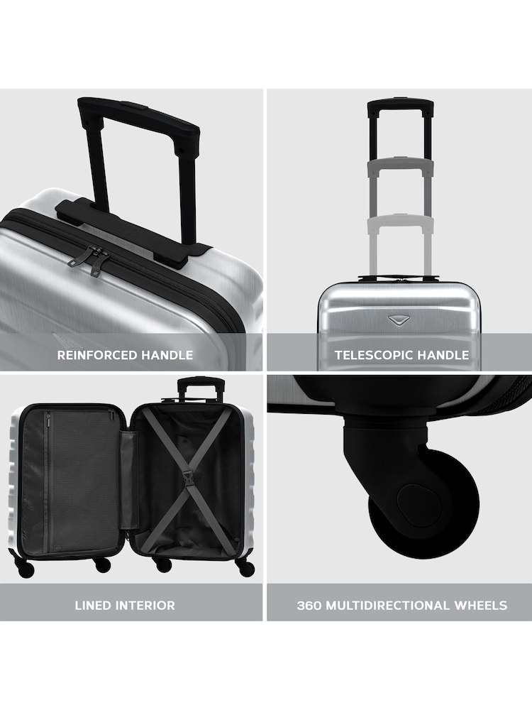 Alluminio - Flight Knight 55x40x20cm Ryanair Priority 4 Wheel ABS Hard Case Cabin Carry On Hand Luggage - Immagine 7 di 7