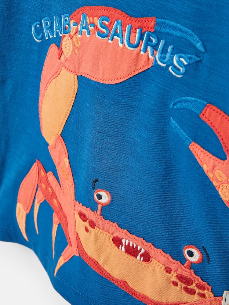 Joules Boys' Archie Blue Crab Artwork T-Shirt - Image 7 of 7