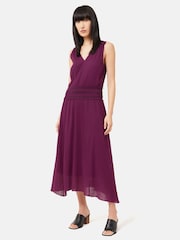 Jigsaw Purple Cotton Crinkle Smocked Dress - Image 1 of 5