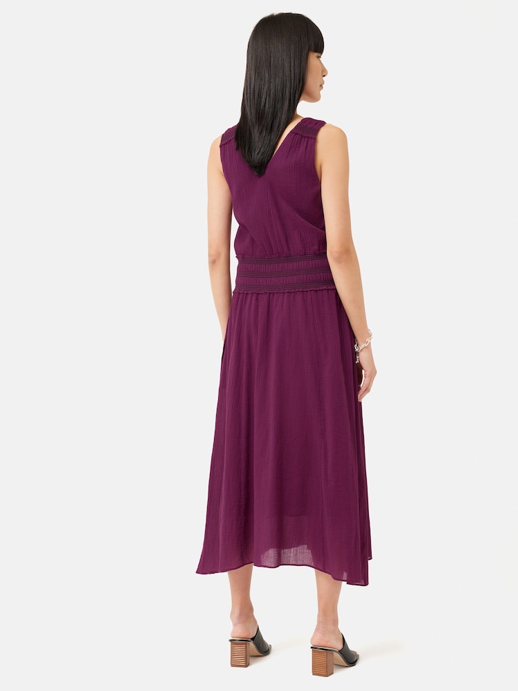 Jigsaw Purple Cotton Crinkle Smocked Dress - Image 2 of 5