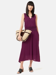 Jigsaw Purple Cotton Crinkle Smocked Dress - Image 3 of 5