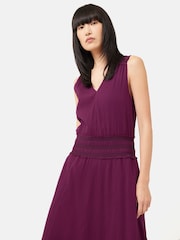 Jigsaw Purple Cotton Crinkle Smocked Dress - Image 4 of 5