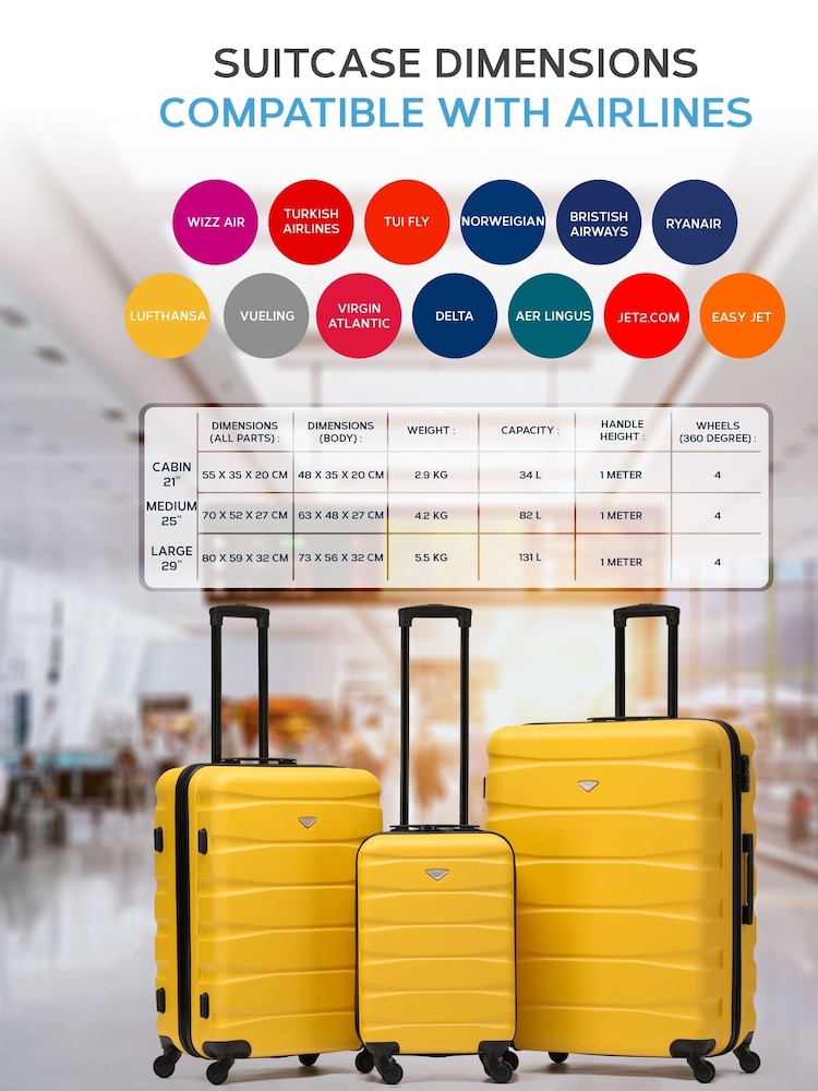 Flight Knight Large Hardcase Lightweight Check In Suitcase With 4 Wheels - Image 7 of 7