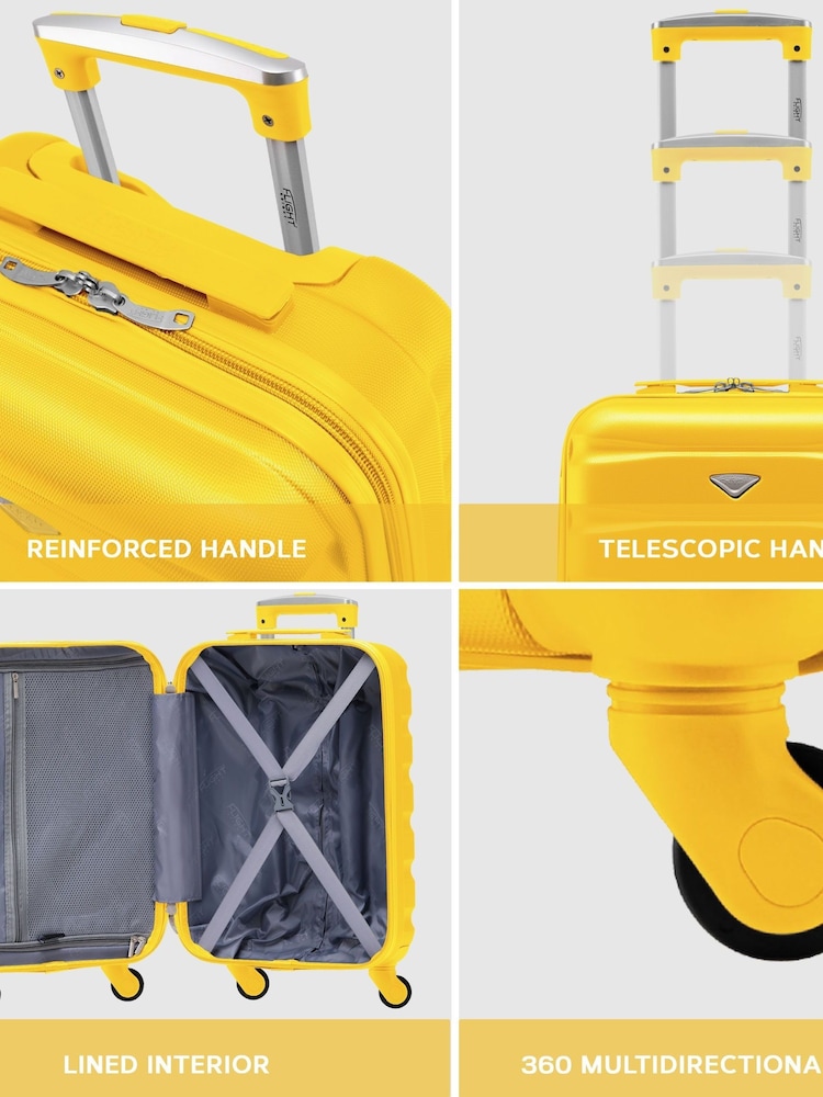 Amarillo - Maleta de mano rígida ligera con 4 ruedas de Flight Knight - Imagen 2 de 5