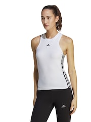 adidas White Aeroready Train Essentials Regular 3-Stripes Tank Top - Image 1 of 7