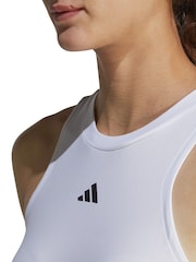 adidas White Aeroready Train Essentials Regular 3-Stripes Tank Top - Image 5 of 7