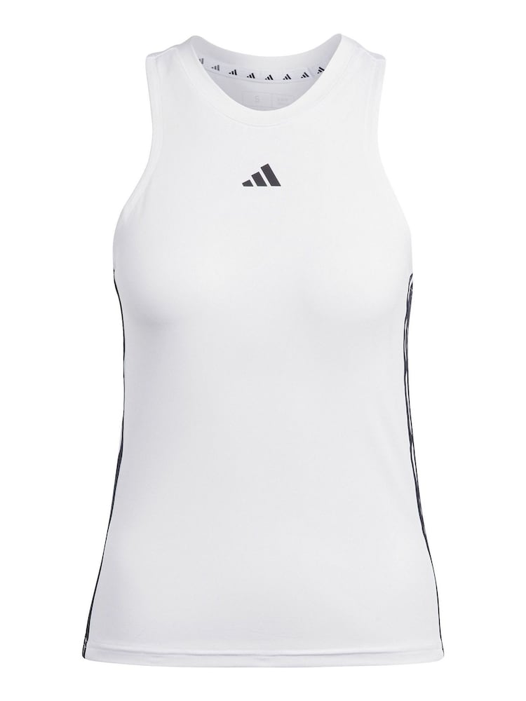 adidas White Aeroready Train Essentials Regular 3-Stripes Tank Top - Image 7 of 7