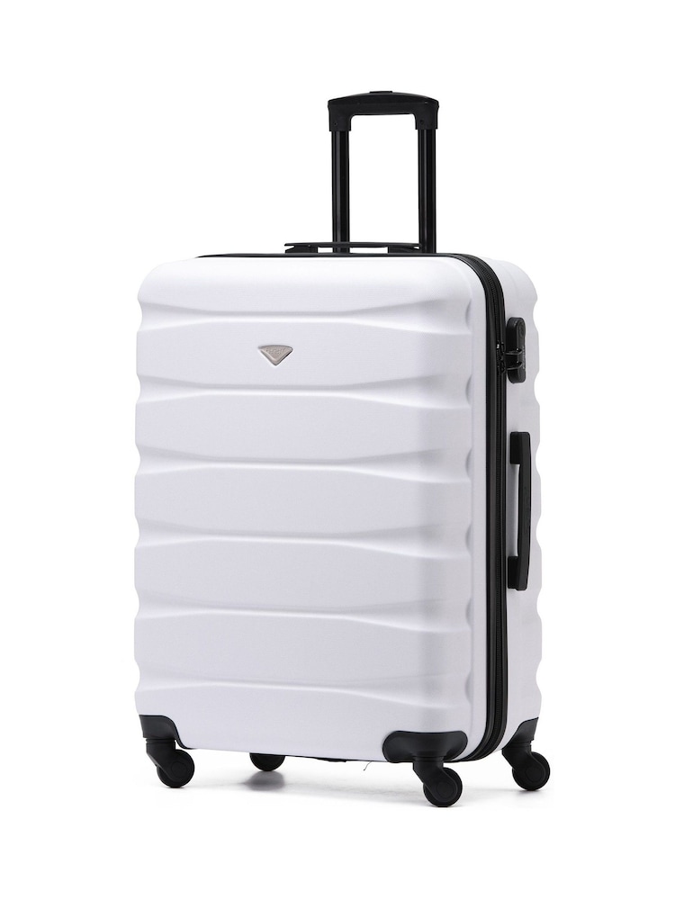 Flight Knight White/Black Medium Hardcase Lightweight Check In Suitcase With 4 Wheels - Image 1 of 6