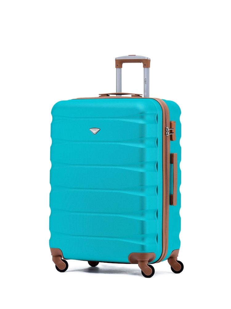 Flight Knight Aqua/Tan Medium Hardcase Lightweight Check In Suitcase With 4 Wheels - Image 1 of 8