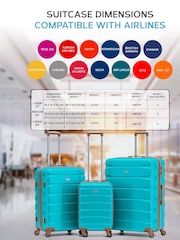 Flight Knight Aqua/Tan Medium Hardcase Lightweight Check In Suitcase With 4 Wheels - Image 4 of 8