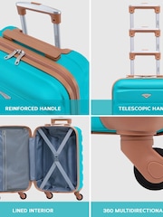 Flight Knight Aqua/Tan Medium Hardcase Lightweight Check In Suitcase With 4 Wheels - Image 6 of 8
