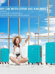 Flight Knight Aqua/Tan Medium Hardcase Lightweight Check In Suitcase With 4 Wheels - Image 7 of 8