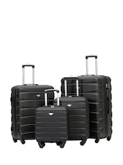 Flight Knight Hardcase Lightweight Black Suitcases Set Of 4 With 4 Wheels - Image 1 of 7