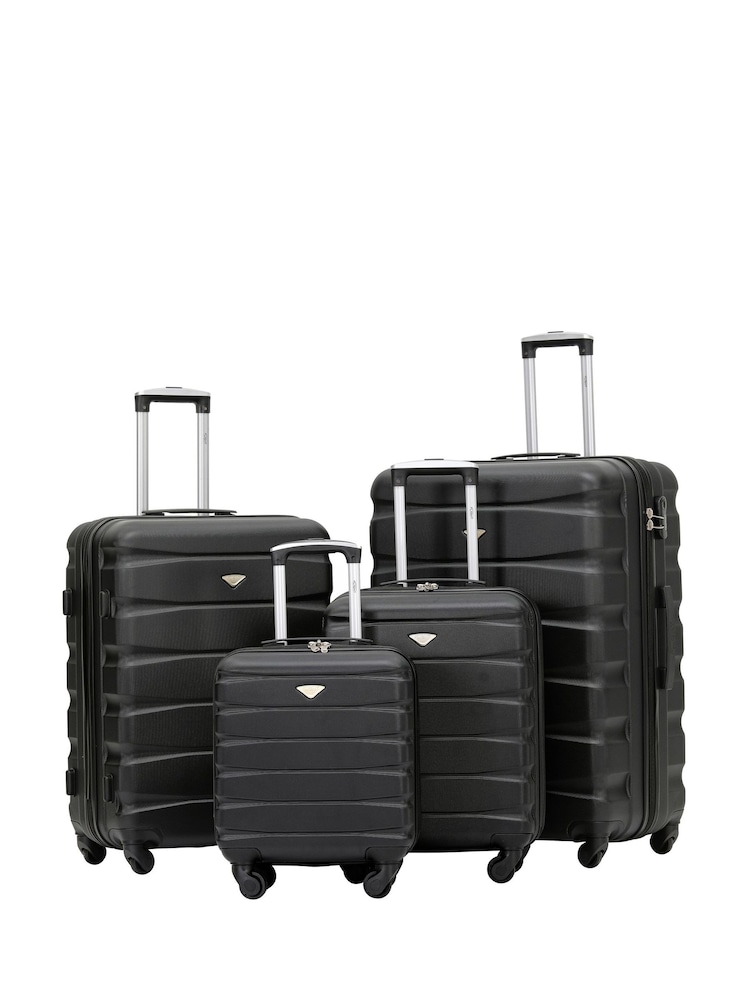 Flight Knight Hardcase Lightweight Black Suitcases Set Of 4 With 4 Wheels - Image 1 of 7