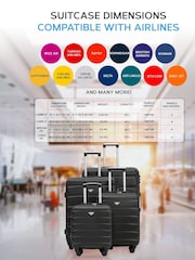 Flight Knight Hardcase Lightweight Black Suitcases Set Of 4 With 4 Wheels - Image 6 of 7