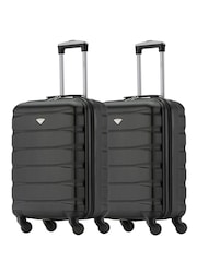 Schwarz schwarz - Flight Knight Ryanair Priority Handgepäckkoffer aus ABS-Hartschale mit 4 Rollen im 2er-Set, 55x40x20 cm - Bild 1 von 9