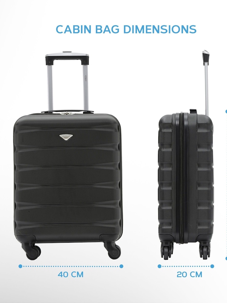 أسود أسود - طقم من 2 حقيبة سفر للمقصورة مقاس 55 × 40 × 20 سم متوافقة مع معايير طيران Ryanair مزوّدة بـ 4 عجلات مصنوعة من هيكل صلب من مادة ABS من Flight Knight - Image 15 of 15