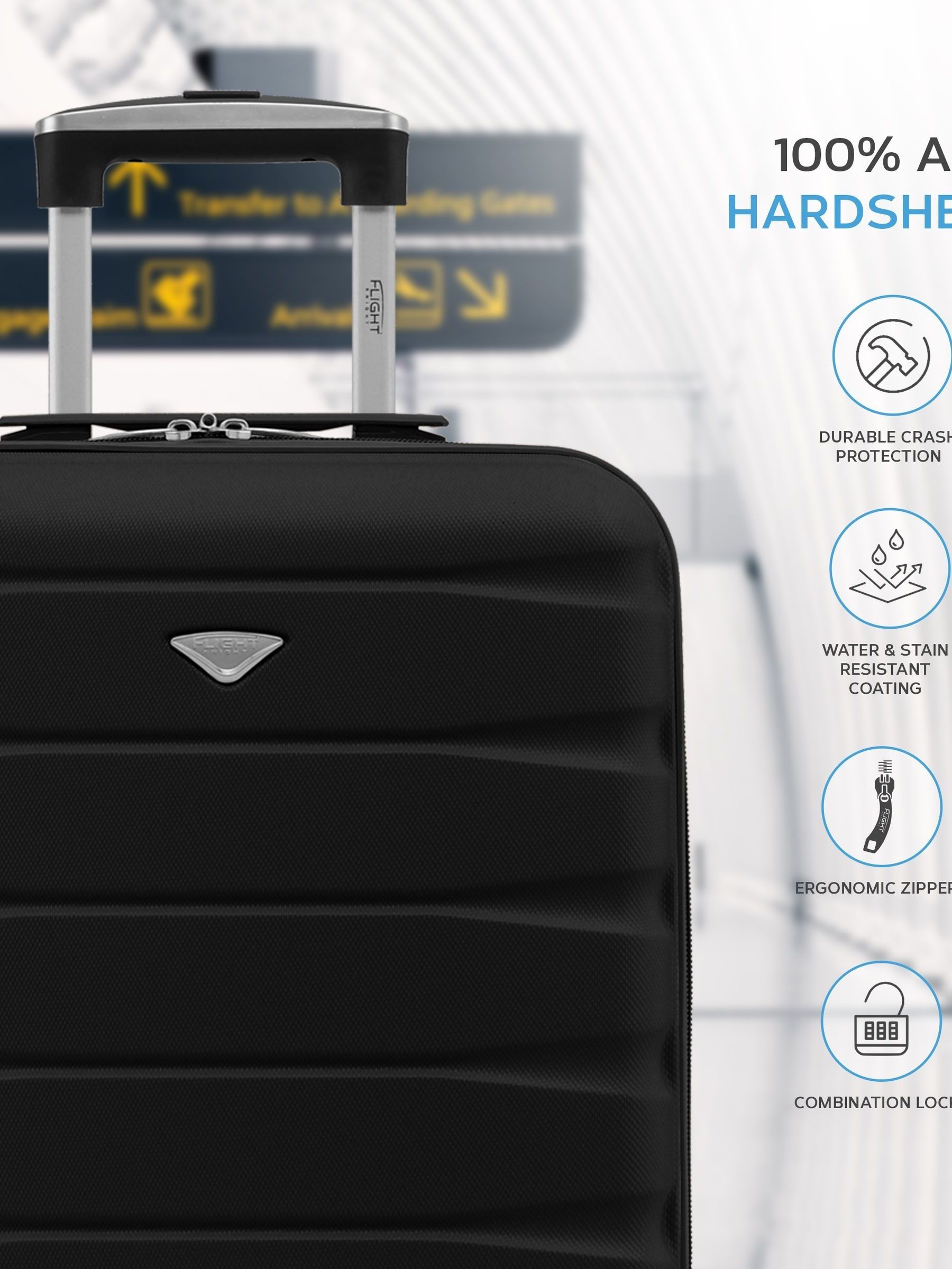 Valise Cabine Flight Knight 55x40x20 Cm - Dimensions Ryanair Approuvées, Compatible Air France, Hop! - Bagage à Main Léger Avec 2 Roues - 7