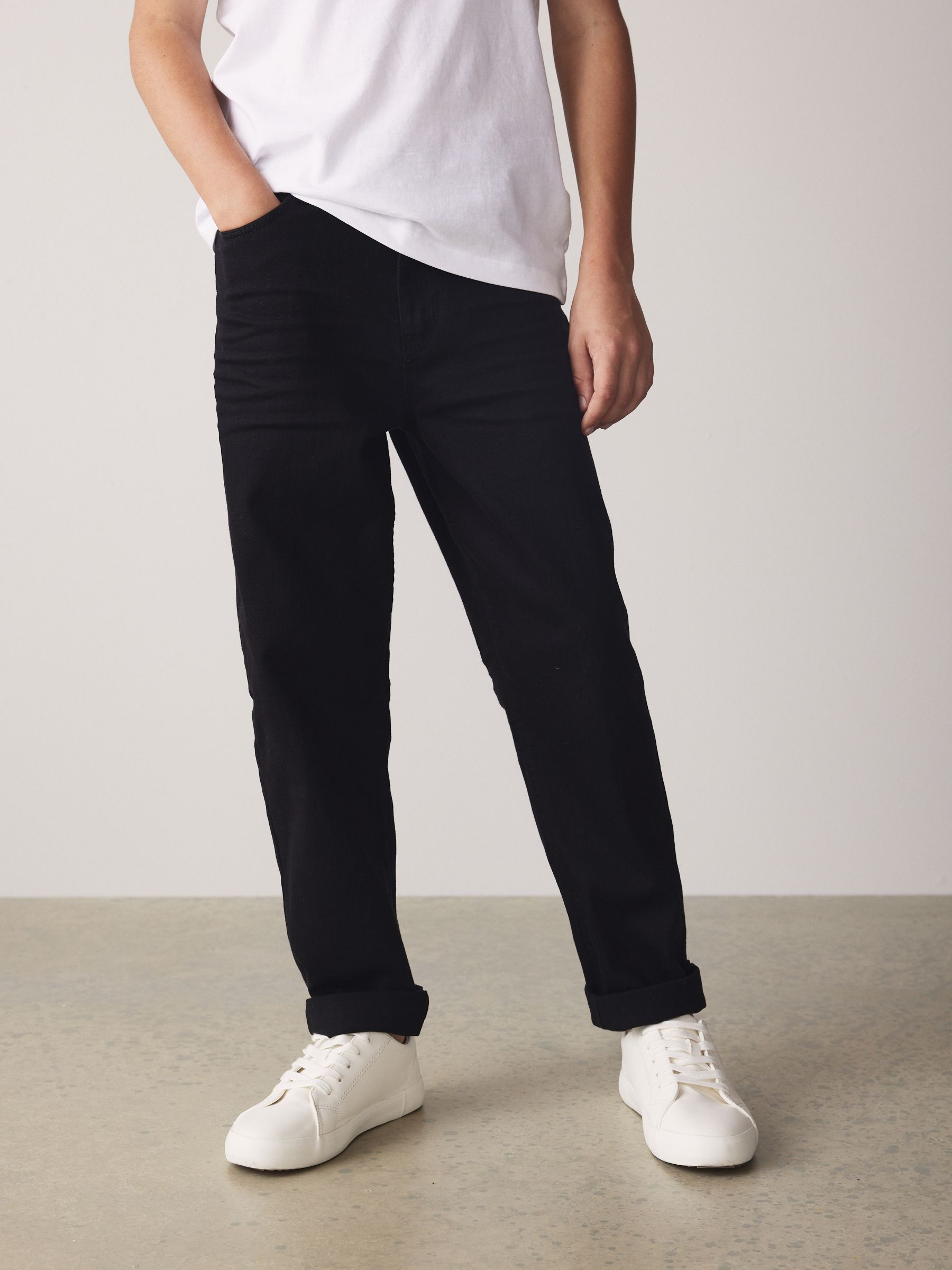 Black Loose Fit Stretch Jeans 3 17yrs