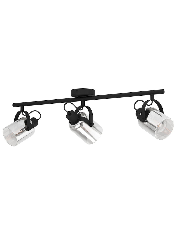 Eglo Black Smoked Glass Berregas 3 Light Spotlight - Image 2 of 3 Eglo Black Smoked Glass Berregas 3 Light Spotlight - Image 2 of 3