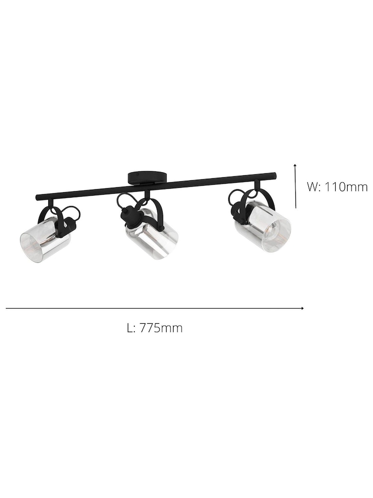 Eglo Black Smoked Glass Berregas 3 Light Spotlight - Image 3 of 3 Eglo Black Smoked Glass Berregas 3 Light Spotlight - Image 3 of 3