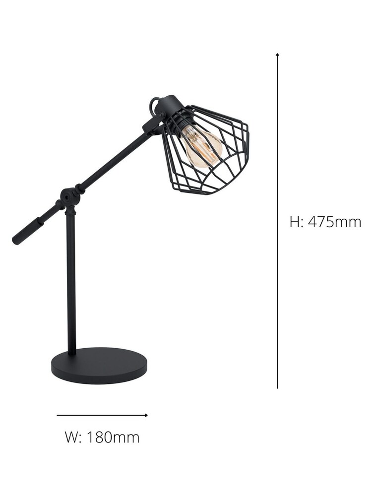 Eglo Black Tabillano Caged Industrial Desk Lamp - Image 3 of 3