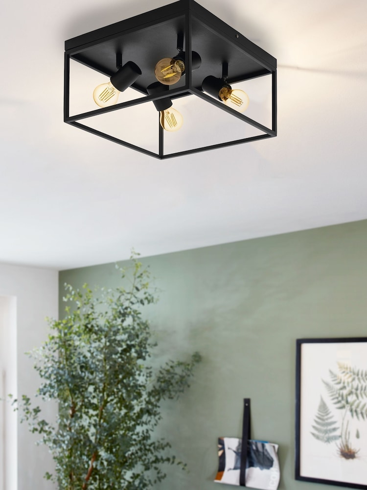 Eglo Black Silentina 4 Light Square Caged Spotlights - Image 1 of 4