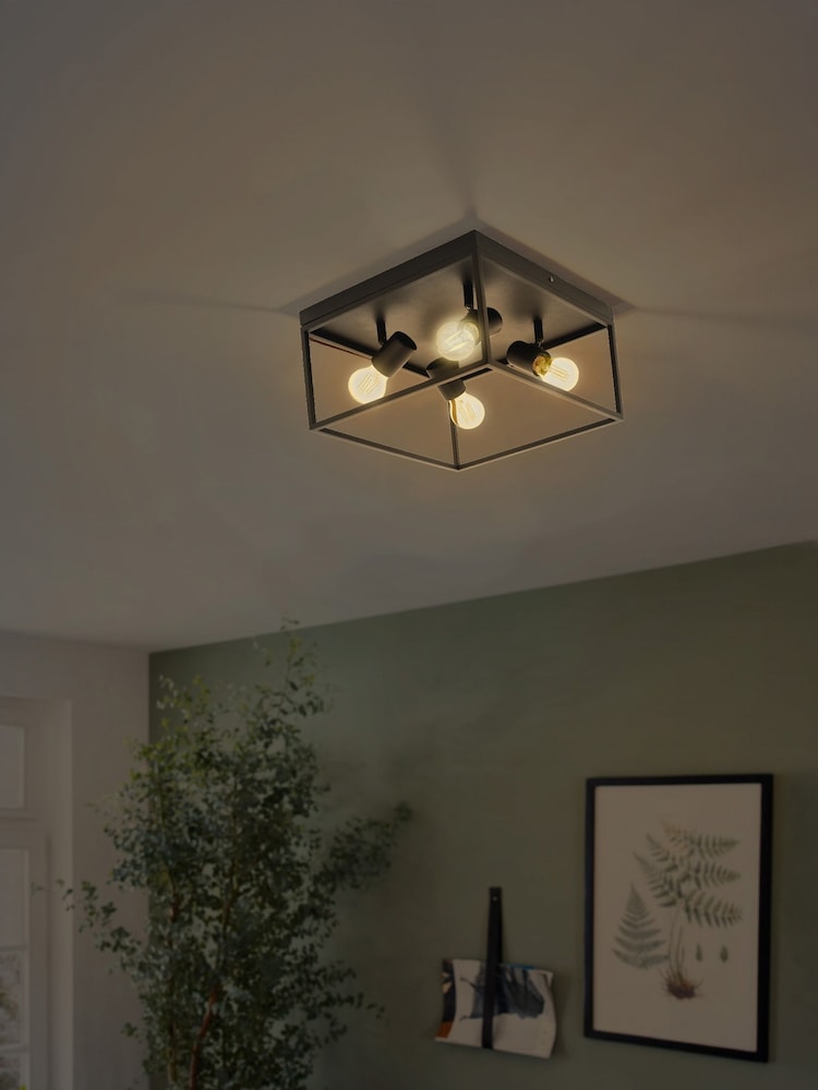 Eglo Black Silentina 4 Light Square Caged Spotlights - Image 2 of 4