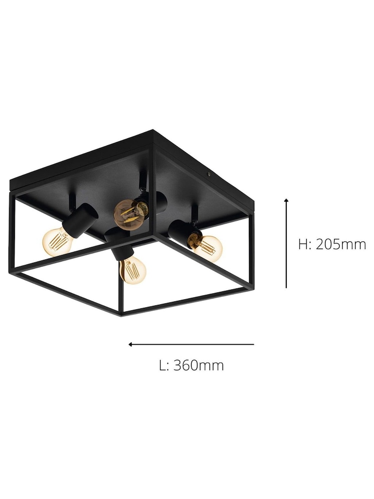 Eglo Black Silentina 4 Light Square Caged Spotlights - Image 4 of 4