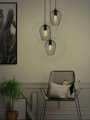 Eglo Black Newtown 3 Light Caged Cluster Ceiling Light Pendant - Image 2 of 5