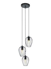 Eglo Black Newtown 3 Light Caged Cluster Ceiling Light Pendant - Image 3 of 5