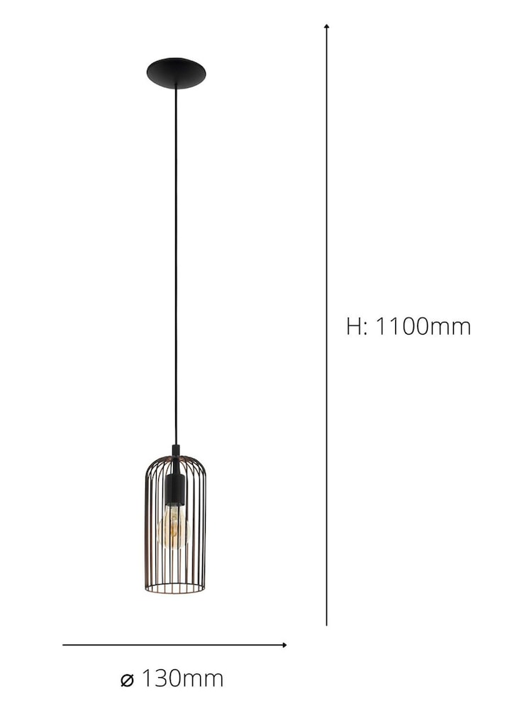 Eglo Black/Copper Roccamena 1 Light Vintage Ceiling Light Pendant - Image 3 of 3