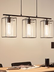 Eglo Black Loncino 3 Light Glass Ceiling Light Pendant - Image 1 of 4