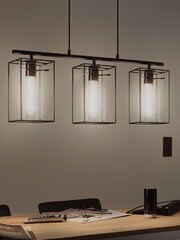 Eglo Black Loncino 3 Light Glass Ceiling Light Pendant - Image 2 of 4