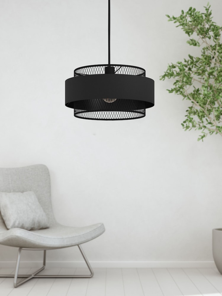 Eglo Black Bazely 1 Light Mesh Ceiling Light Pendant - Image 1 of 3