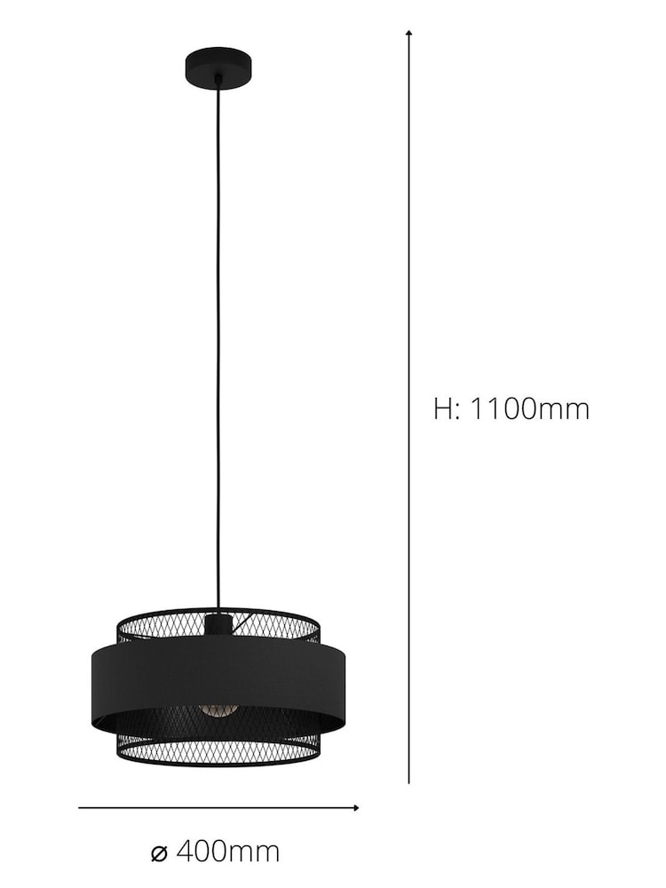 Eglo Black Bazely 1 Light Mesh Ceiling Light Pendant - Image 3 of 3