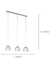Eglo Silver Chrome Rocamar 3 Light Pendant - Image 4 of 4