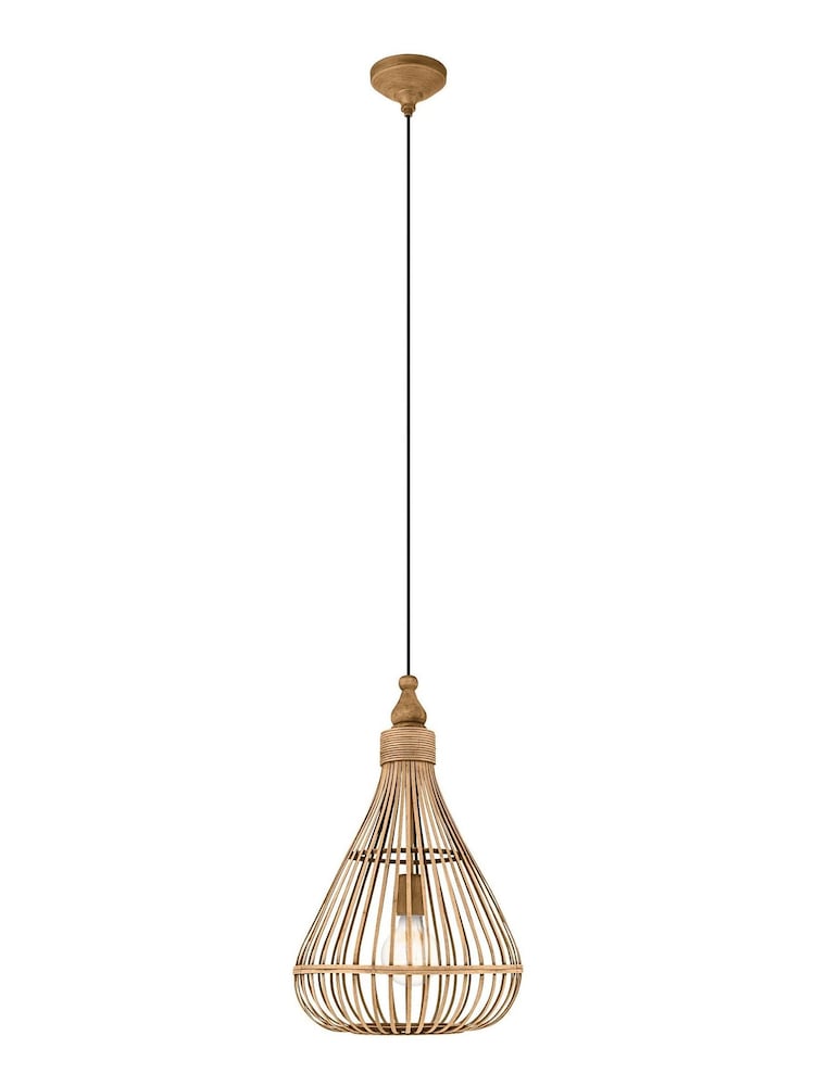 Eglo Natural Amsfield 1 Light Rattan Teardrop Ceiling Light Pendant - Image 2 of 3 Eglo Natural Amsfield 1 Light Rattan Teardrop Ceiling Light Pendant - Image 2 of 3