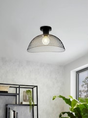 Eglo Black Pompeya 1 Light Industrial Mesh Ceiling Light - Image 1 of 3