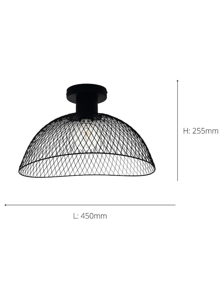 Eglo Black Pompeya 1 Light Industrial Mesh Ceiling Light - Image 3 of 3