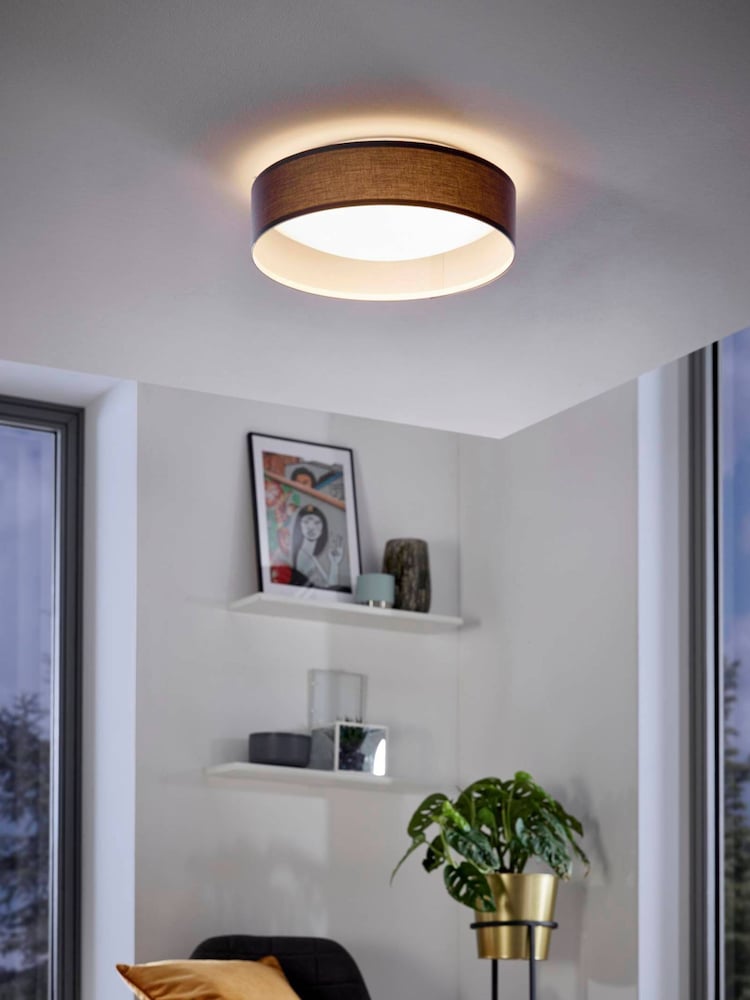 Eglo Grey Pasteri 1 Light Fabric Ceiling Light - Image 1 of 3