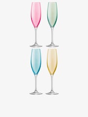 LSA International Set of 4 Pink Pastel Polka 225ml Champagne Flutes - Image 1 of 4
