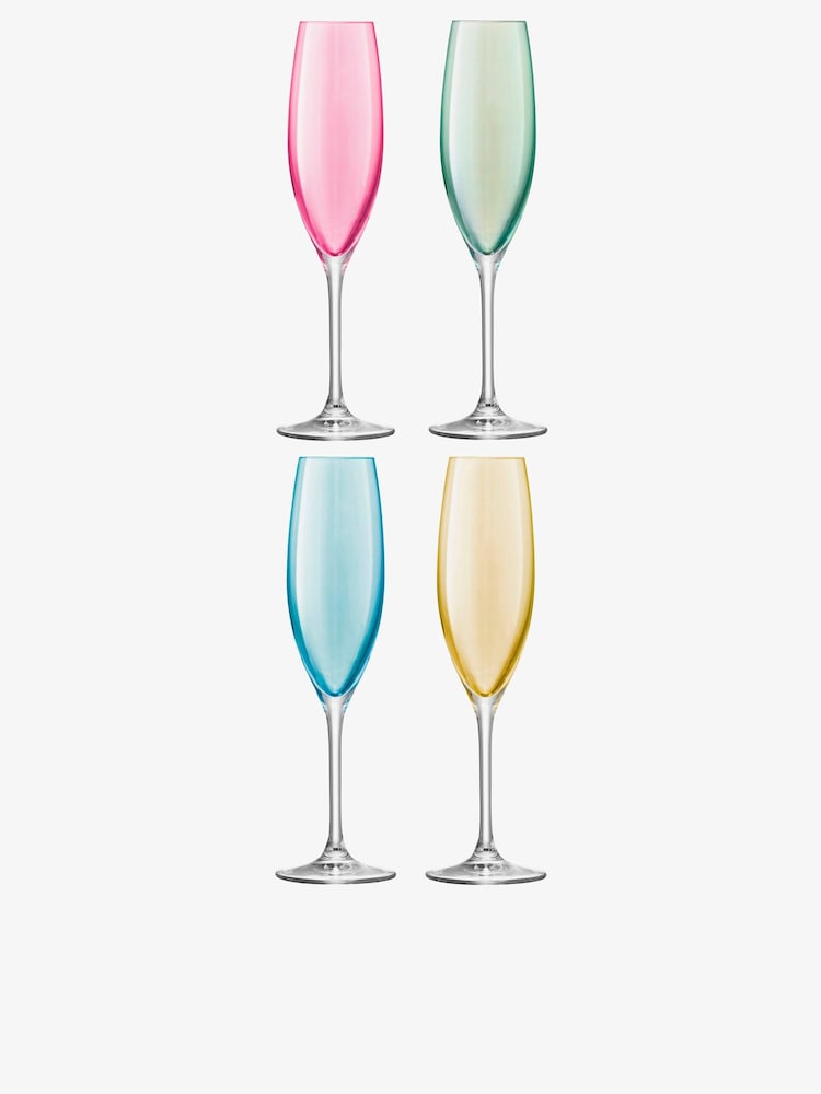 LSA International Set of 4 Pink Pastel Polka 225ml Champagne Flutes - Image 1 of 4