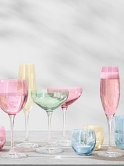 LSA International Set of 4 Pink Pastel Polka 225ml Champagne Flutes - Image 4 of 4
