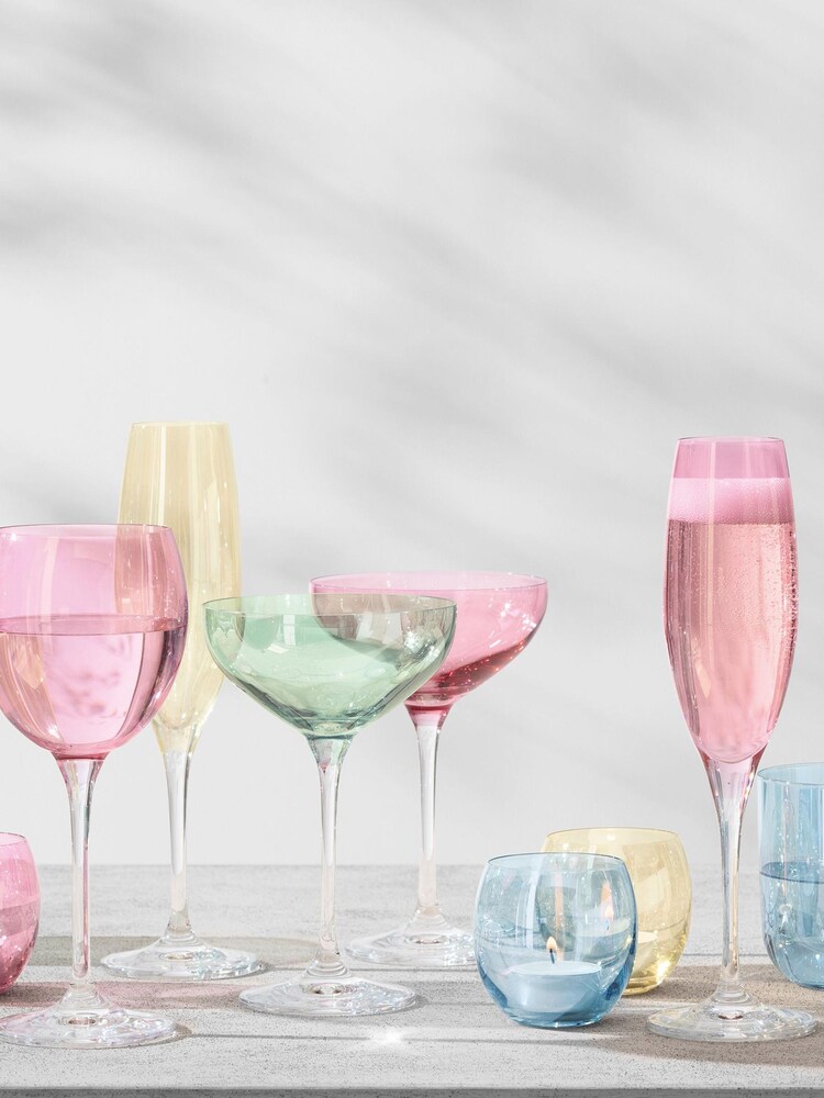 LSA International Set of 4 Pink Pastel Polka 225ml Champagne Flutes - Image 4 of 4